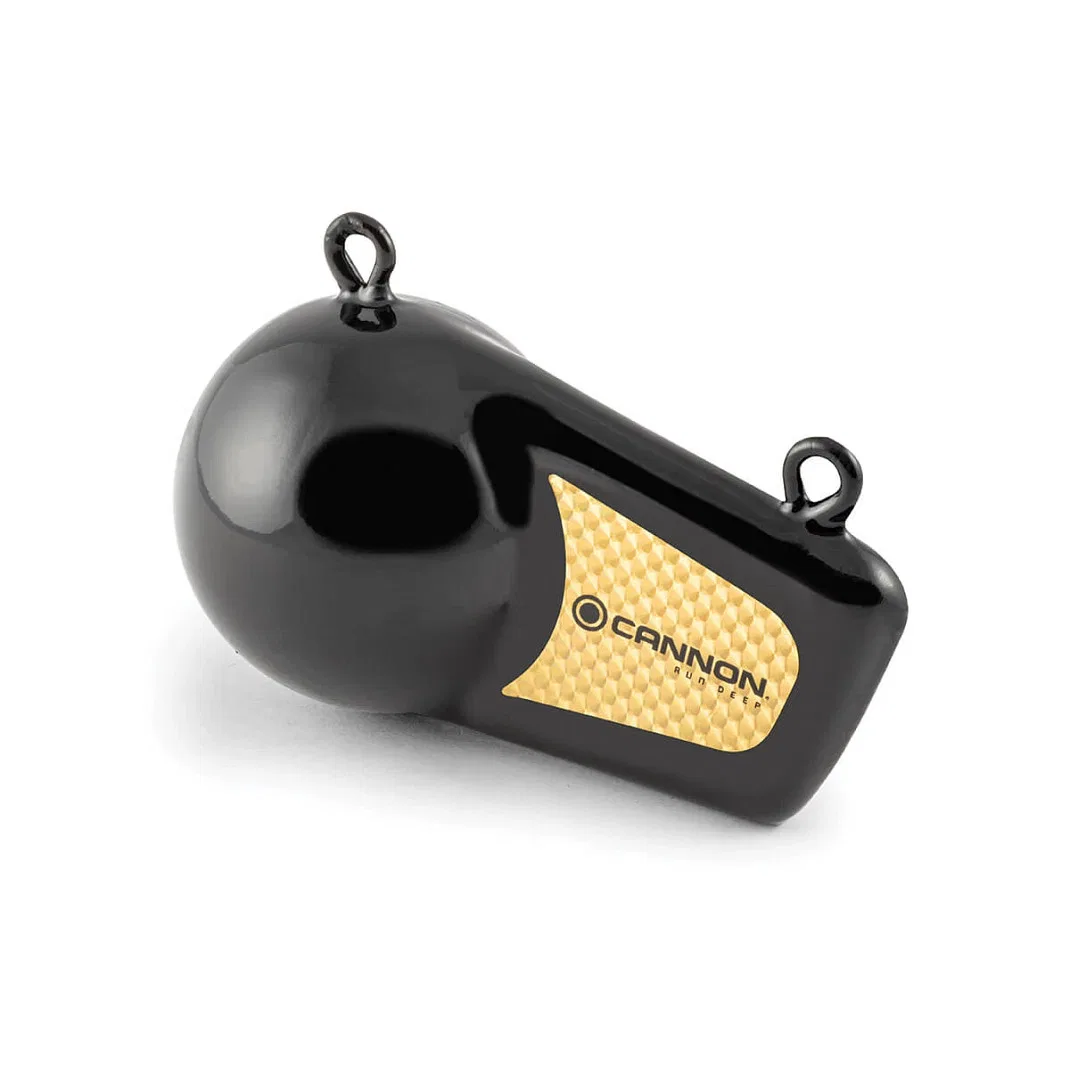 2295190 – CANNON Downrigger Weight, Round Shape 12 Pound Flash Weight Vinyl Coated Black With Reflective Prism Tape O...